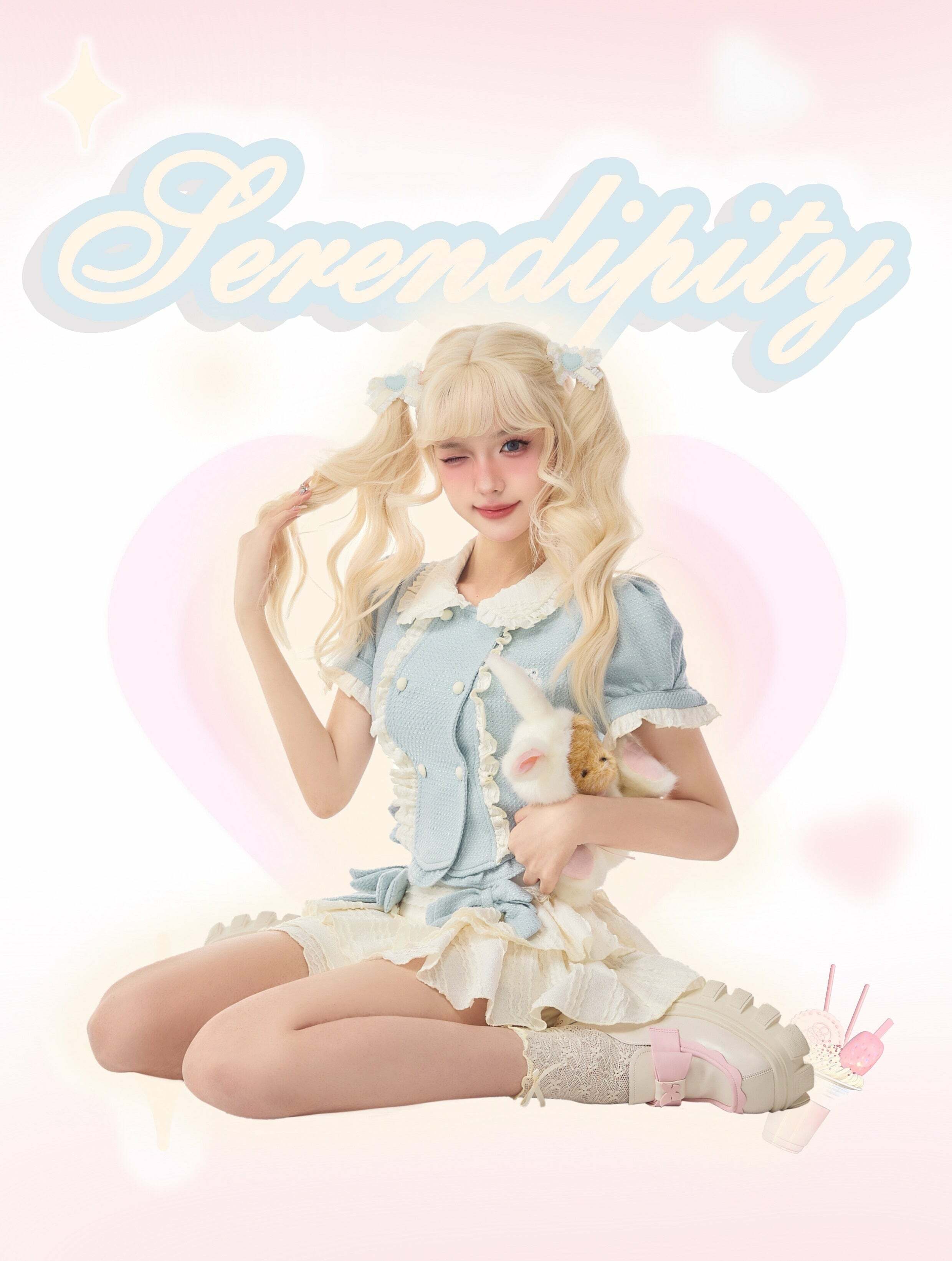 Baby Blue Dollette Y2K Skirt Set - 90s Grunge Summer Outfit, Retro Y2K Fashion