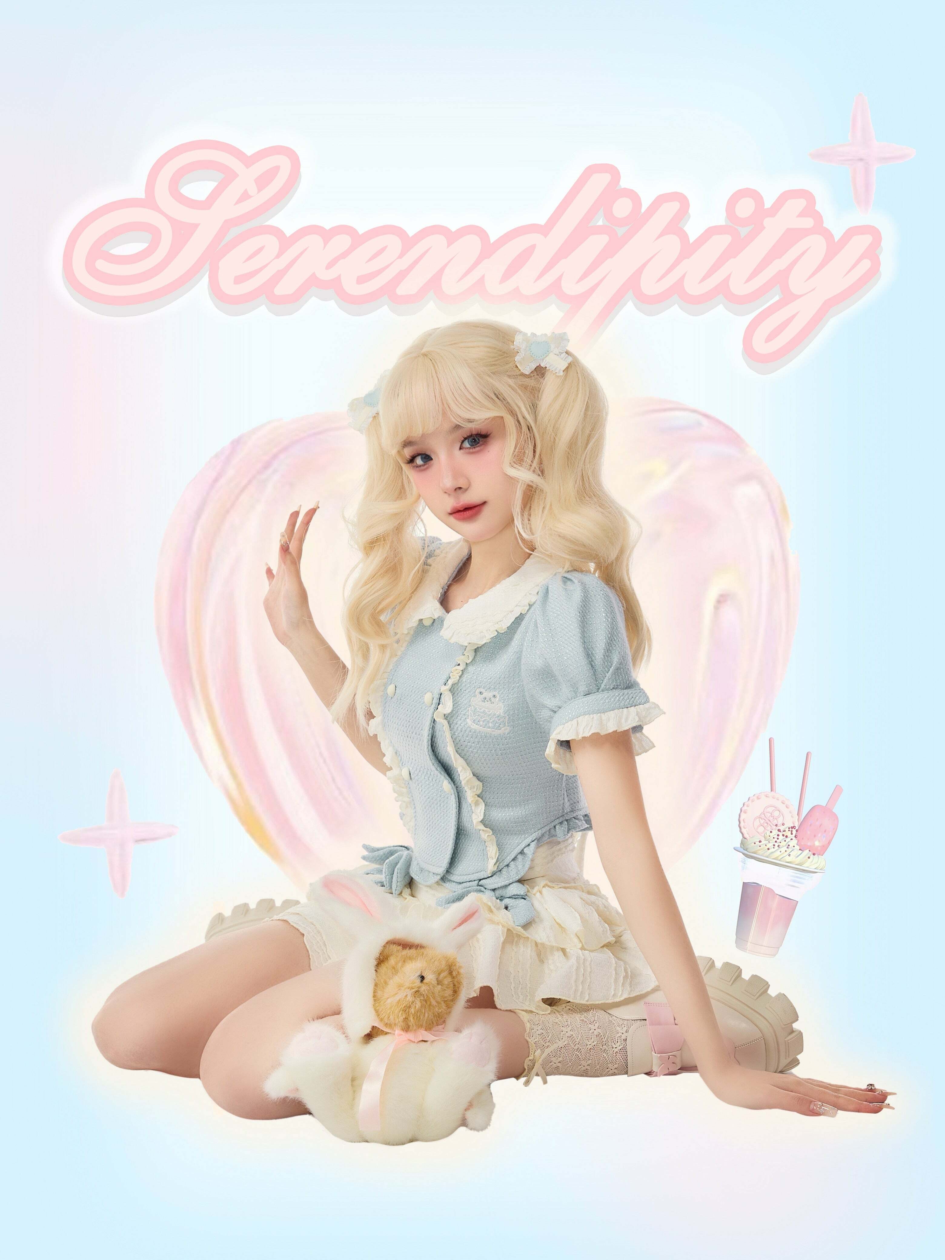 Baby Blue Dollette Y2K Skirt Set - 90s Grunge Summer Outfit, Retro Y2K Fashion