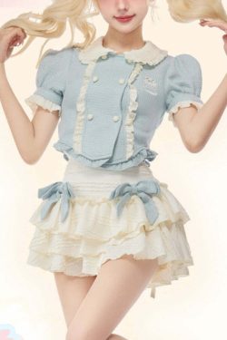 Baby Blue Dollette Y2K Skirt Set - 90s Grunge Summer Outfit, Retro Y2K Fashion