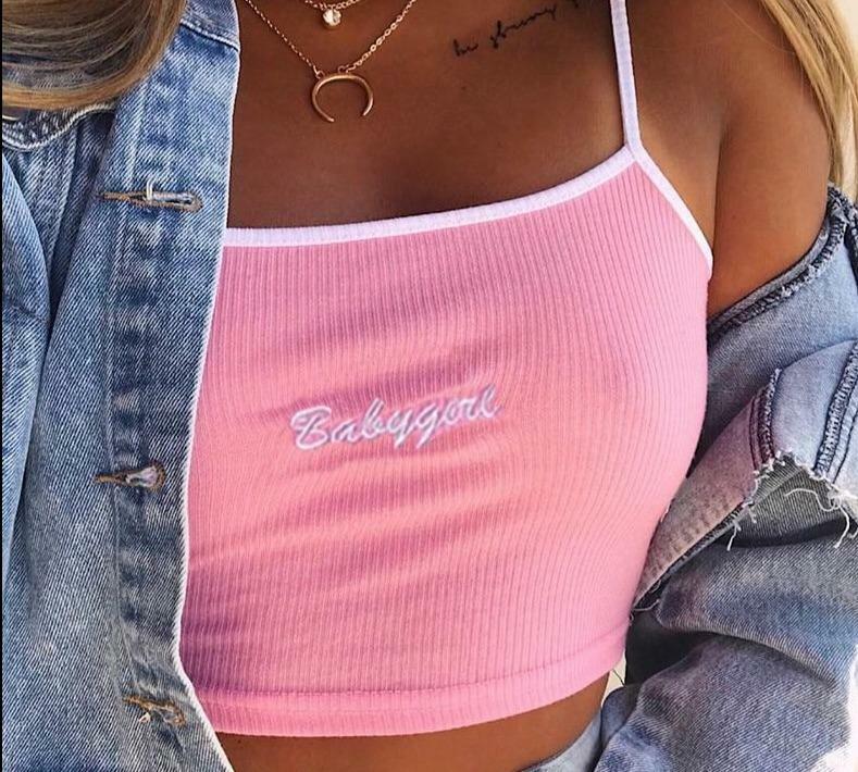 Babygirl' Crop Top - Y2K Summer Grunge, 90s Retro, Pastel Goth, Y2K Party & Club Out