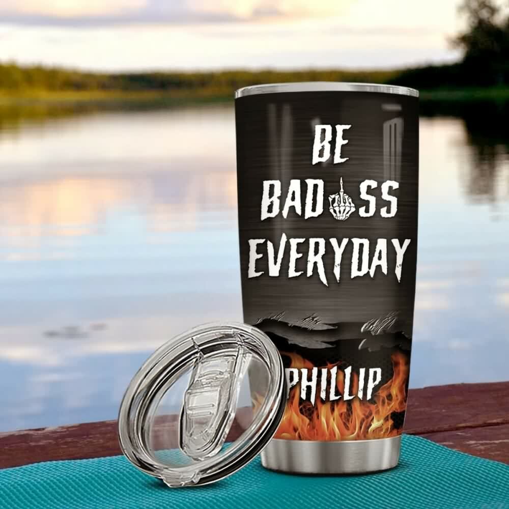 Badass Skull Stainless Steel Custom Tumbler - Y2K Grunge, 90s Retro, Gothic, and Pastel Goth Style