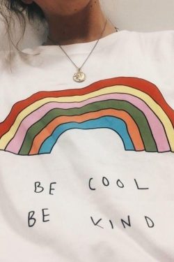Be Cool Be Kind Rainbow T-Shirt - Y2K Summer, 90s Grunge, Retro, Pastel Goth, Y2K Pop
