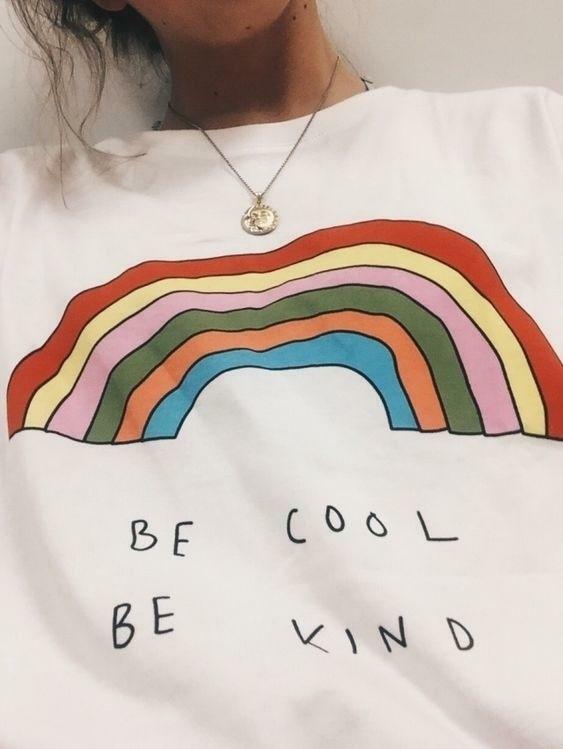 Be Cool Be Kind Rainbow T-Shirt - Y2K Summer, 90s Grunge, Retro, Pastel Goth, Y2K Pop