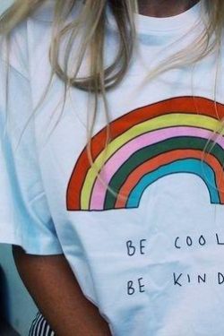Be Cool Be Kind Rainbow T-Shirt - Y2K Summer, 90s Grunge, Retro, Pastel Goth, Y2K Pop