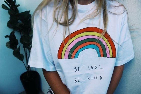 Be Cool Be Kind Rainbow T-Shirt - Y2K Summer, 90s Grunge, Retro, Pastel Goth, Y2K Pop