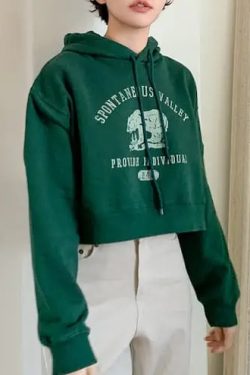 Bear-Printed Cropped Hoodie - Y2K Summer Grunge, 90s Retro Style, Pastel Goth, Y2K Club Outfit