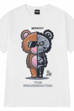 Bearminator Tee - Y2K Summer Grunge Outfit, 90s Fashion, Retro Style, Y2K Popstar, Gothic Y2