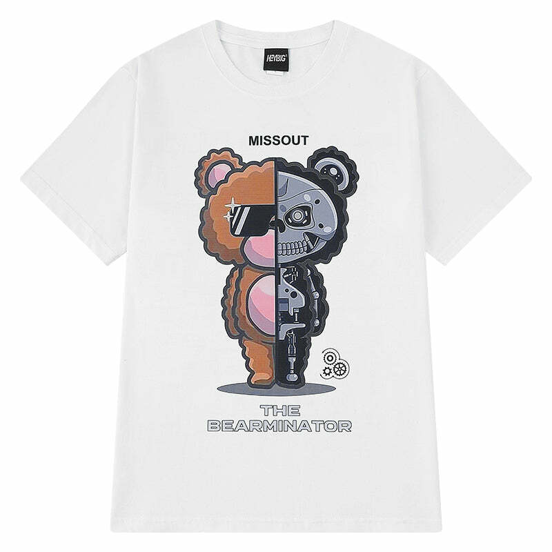 Bearminator Tee - Y2K Summer Grunge Outfit, 90s Fashion, Retro Style, Y2K Popstar, Gothic Y2