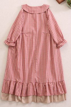 Beautiful Red Plaid Ruffled Cotton Dress - Y2K Summer, 90s Grunge, Retro Style, Baby Tees