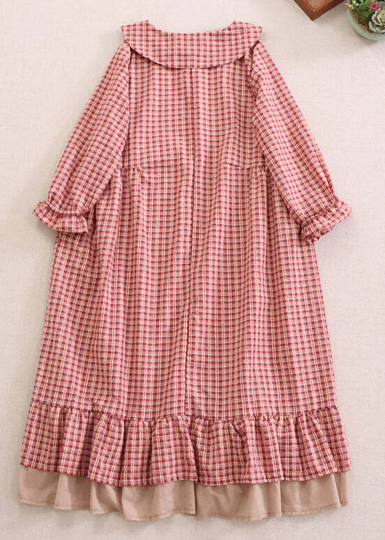 Beautiful Red Plaid Ruffled Cotton Dress - Y2K Summer, 90s Grunge, Retro Style, Baby Tees