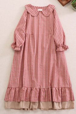 Beautiful Red Plaid Ruffled Cotton Dress - Y2K Summer, 90s Grunge, Retro Style, Baby Tees