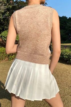 Beige Argyle Y2K Vest - Retro 90s Grunge Summer Outfit, Y2K Fashion, Pastel Goth Style