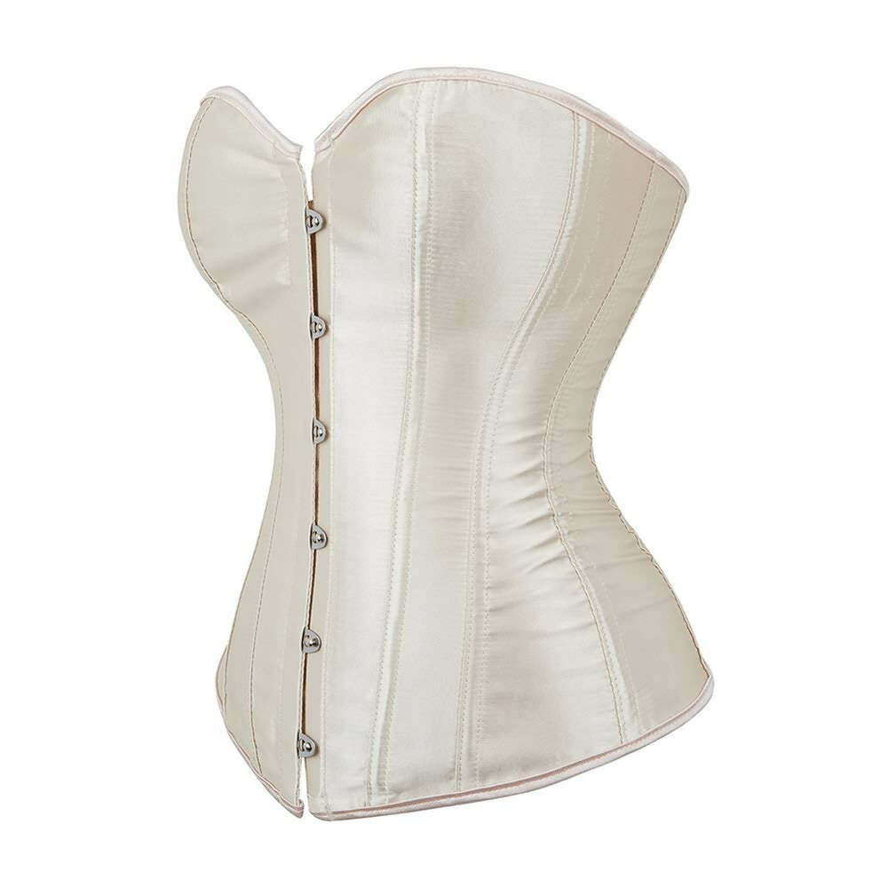 Beige Gothic Y2K Overbust Corset - Retro 90s Grunge Summer Outfit, Pastel Goth Fashion