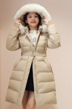 Beige Padded Winter Fur Coat | Y2K & 90s Fashion | Grunge, Retro, Pastel Goth, Y2K Pop