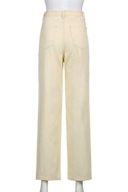 Beige Y2K Jeans - Retro 90s Grunge Summer Outfit, Y2K Fashion, Y2K Club & Party Look