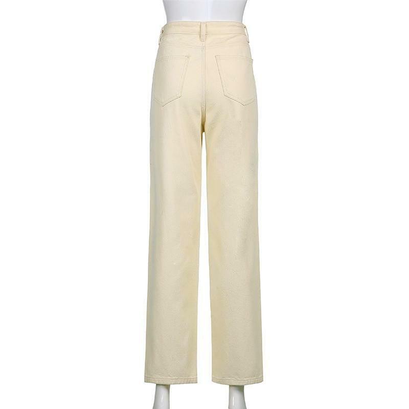 Beige Y2K Jeans - Retro 90s Grunge Summer Outfit, Y2K Fashion, Y2K Club & Party Look