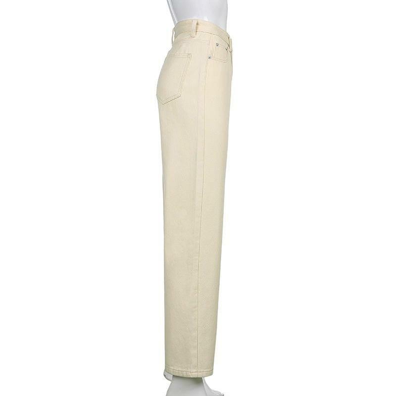 Beige Y2K Jeans - Retro 90s Grunge Summer Outfit, Y2K Fashion, Y2K Club & Party Look