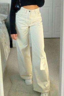Beige Y2K Jeans - Retro 90s Grunge Summer Outfit, Y2K Fashion, Y2K Club & Party Look