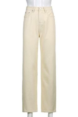 Beige Y2K Jeans - Retro 90s Grunge Summer Outfit, Y2K Fashion, Y2K Club & Party Look