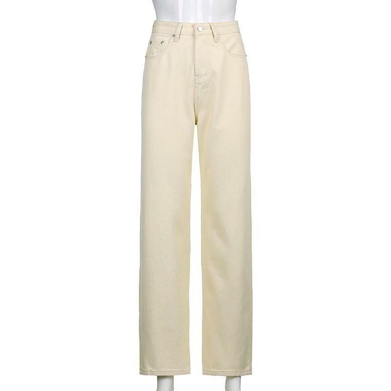 Beige Y2K Jeans - Retro 90s Grunge Summer Outfit, Y2K Fashion, Y2K Club & Party Look