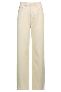 Beige Y2K Jeans - Retro 90s Grunge Summer Outfit, Y2K Fashion, Y2K Club & Party Look