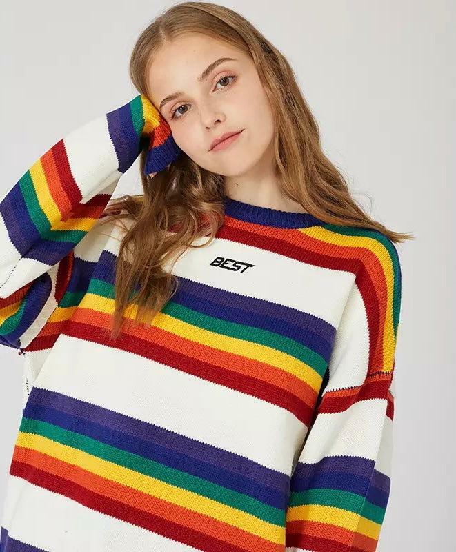 Best Rainbow Sweater - Y2K Summer, 90s Grunge, Retro Style, Pastel Goth, Y2K Popstar Outfit