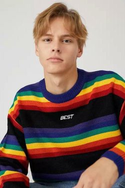 Best Rainbow Sweater - Y2K Summer, 90s Grunge, Retro Style, Pastel Goth, Y2K Popstar Outfit