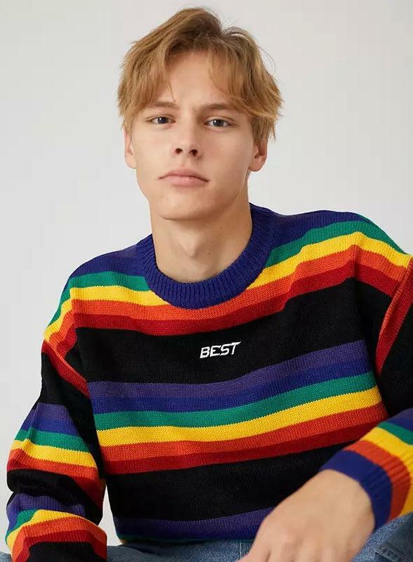 Best Rainbow Sweater - Y2K Summer, 90s Grunge, Retro Style, Pastel Goth, Y2K Popstar Outfit