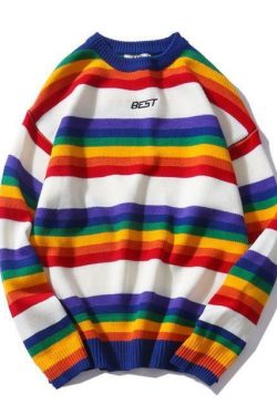 Best Rainbow Sweater - Y2K Summer, 90s Grunge, Retro Style, Pastel Goth, Y2K Popstar Outfit