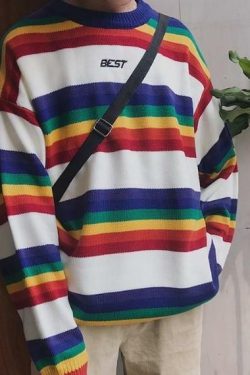 Best Rainbow Sweater - Y2K Summer, 90s Grunge, Retro Style, Pastel Goth, Y2K Popstar Outfit