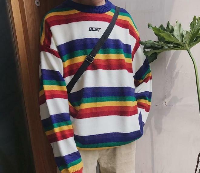 Best Rainbow Sweater - Y2K Summer, 90s Grunge, Retro Style, Pastel Goth, Y2K Popstar Outfit