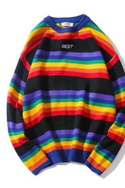 Best Rainbow Sweater - Y2K Summer, 90s Grunge, Retro Style, Pastel Goth, Y2K Popstar Outfit
