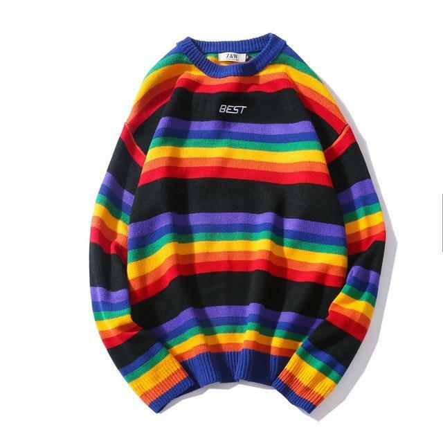 Best Rainbow Sweater - Y2K Summer, 90s Grunge, Retro Style, Pastel Goth, Y2K Popstar Outfit