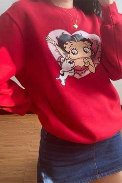 Betty Boop x Sour Puff Sweater - Y2K Grunge, 90s Retro, Pastel Goth, Summer Y2K Out