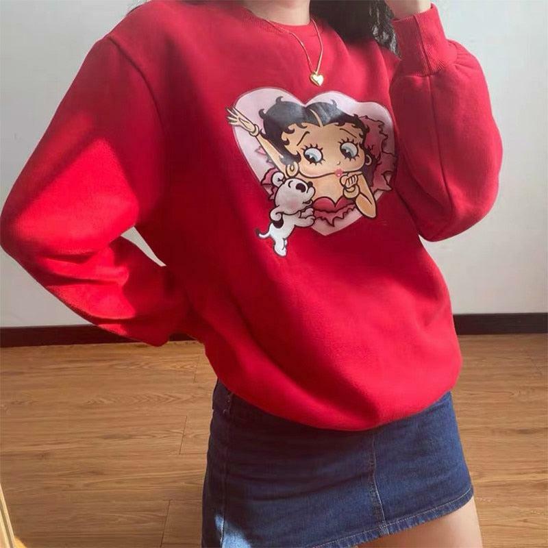 Betty Boop x Sour Puff Sweater - Y2K Grunge, 90s Retro, Pastel Goth, Summer Y2K Out