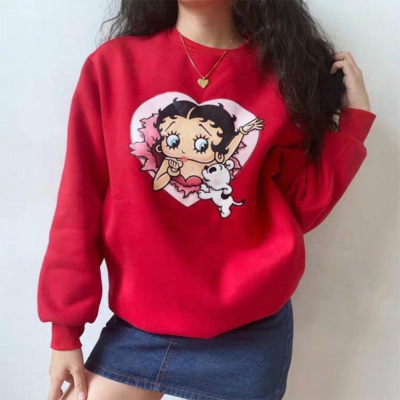 Betty Boop x Sour Puff Sweater - Y2K Grunge, 90s Retro, Pastel Goth, Summer Y2K Out