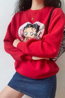 Betty Boop x Sour Puff Sweater - Y2K Grunge, 90s Retro, Pastel Goth, Summer Y2K Out