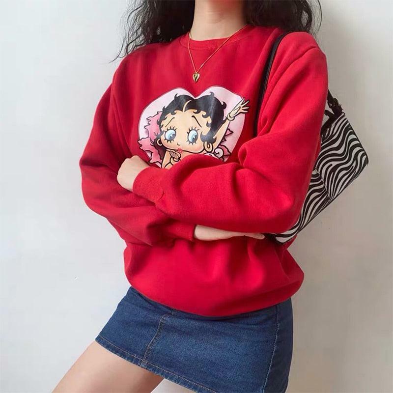 Betty Boop x Sour Puff Sweater - Y2K Grunge, 90s Retro, Pastel Goth, Summer Y2K Out