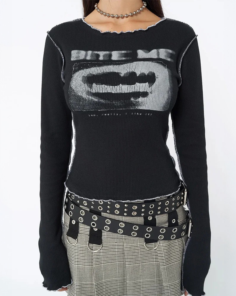 Bite Me Crop Top - Y2K Summer Grunge, 90s Retro, Pastel Goth, Y2K Party & Club Outfits