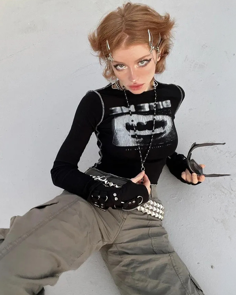 Bite Me Crop Top - Y2K Summer Grunge, 90s Retro, Pastel Goth, Y2K Party & Club Outfits
