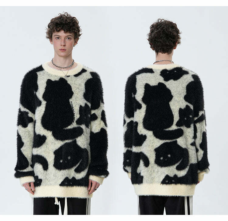 BJHG 'Feline Good' Sweater - Y2K Grunge, 90s Retro, Pastel Goth, Summer Y2K Out