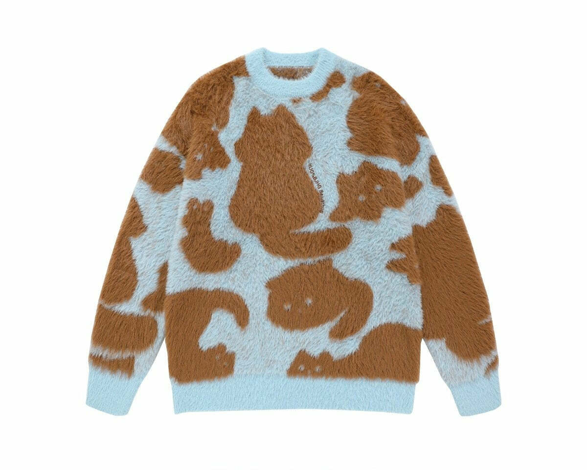 BJHG 'Feline Good' Sweater - Y2K Grunge, 90s Retro, Pastel Goth, Summer Y2K Out