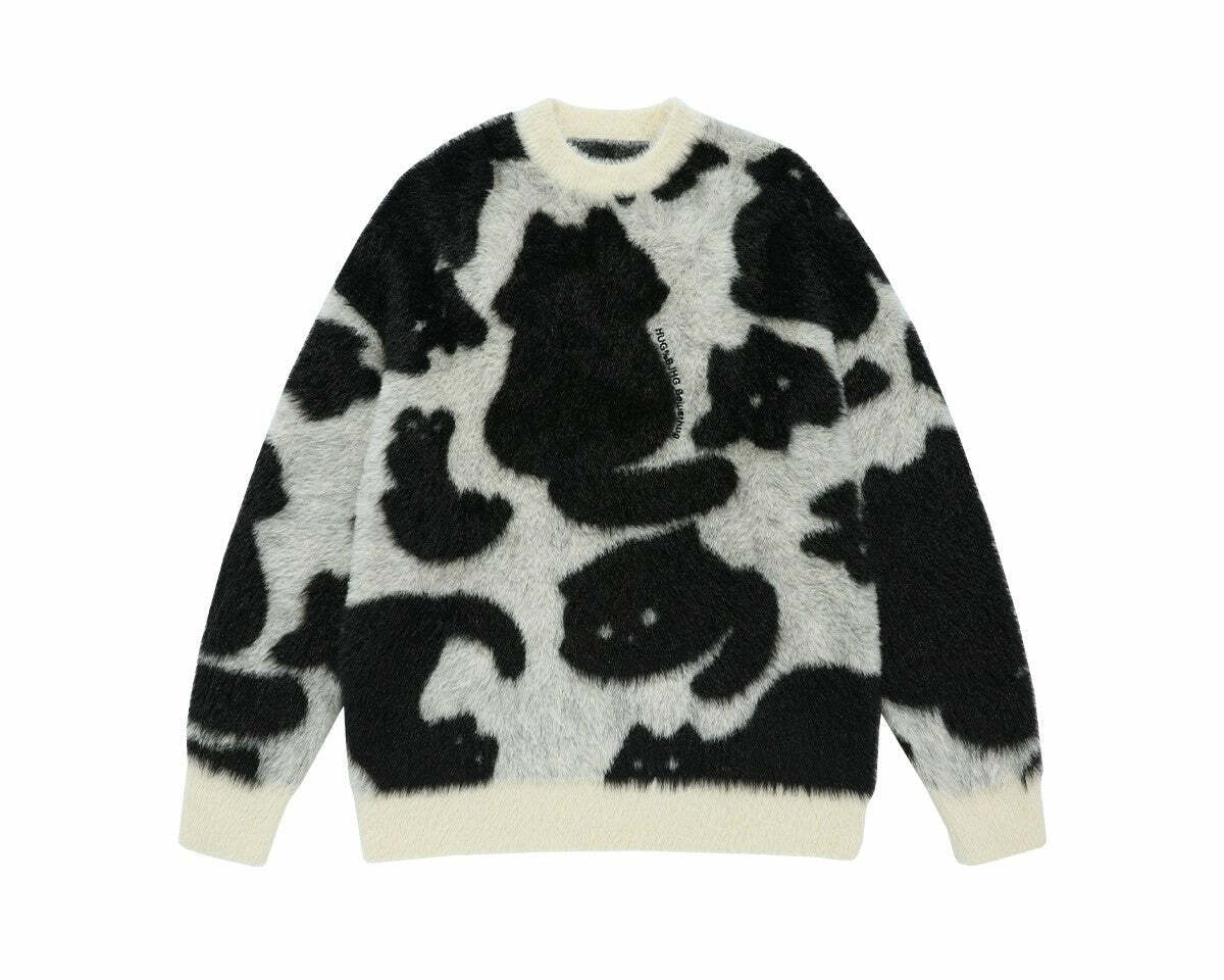 BJHG 'Feline Good' Sweater - Y2K Grunge, 90s Retro, Pastel Goth, Summer Y2K Out