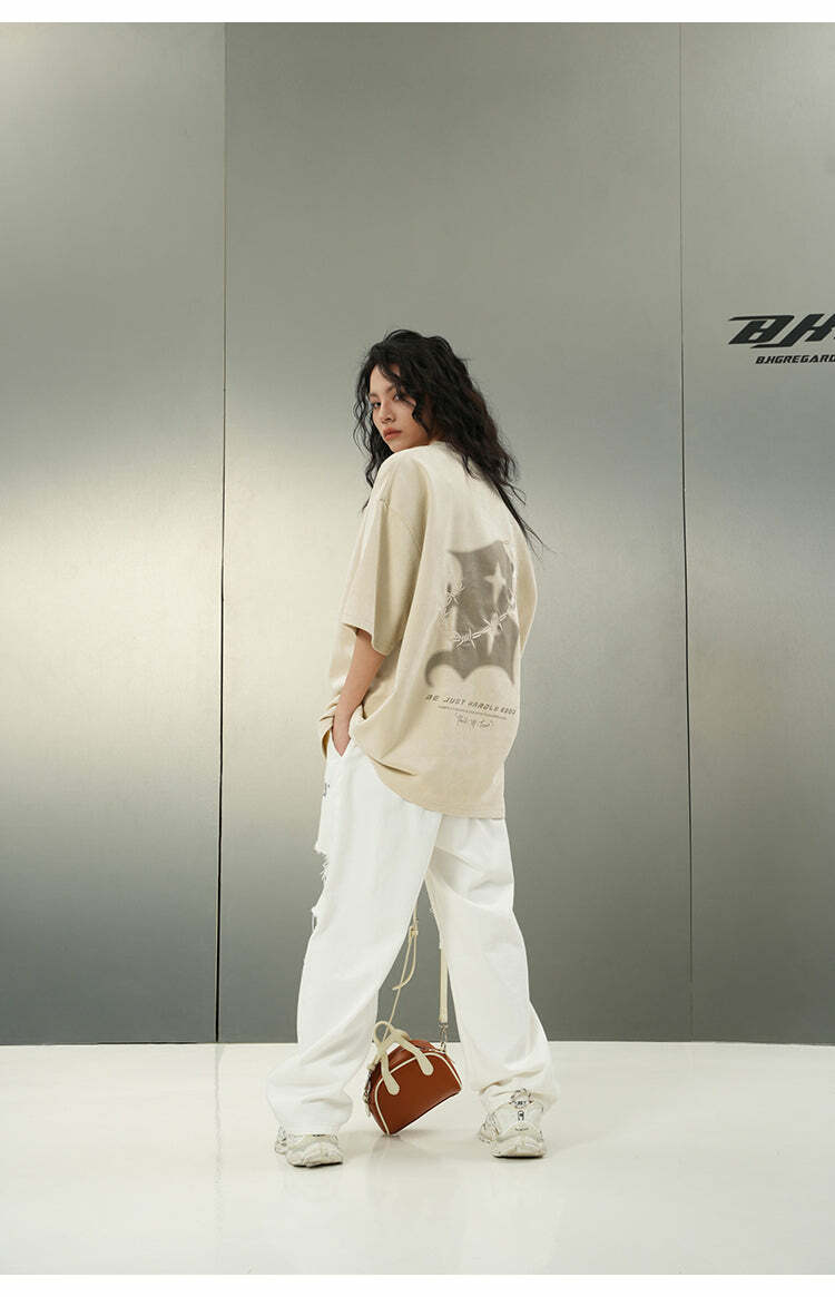 BJHG 'Thorns' Suede Tee - Y2K Grunge & 90s Fashion, Retro Summer Outfit, Gothic Y2K Style