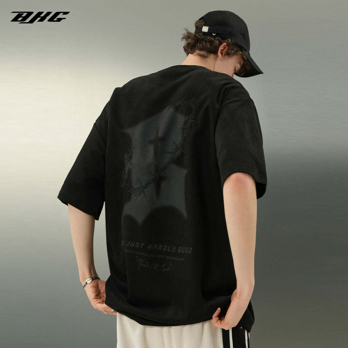 BJHG 'Thorns' Suede Tee - Y2K Grunge & 90s Fashion, Retro Summer Outfit, Gothic Y2K Style