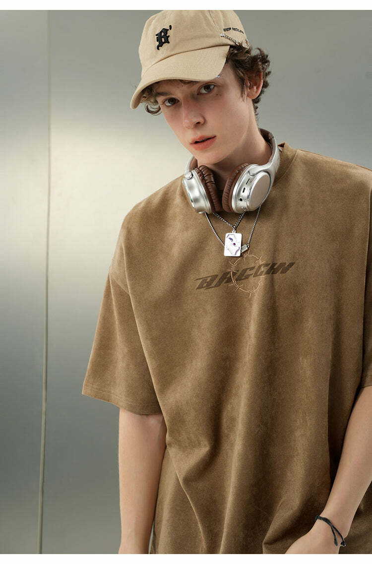BJHG 'Thorns' Suede Tee - Y2K Summer Grunge, 90s Retro, Pastel Goth, Y2K Club