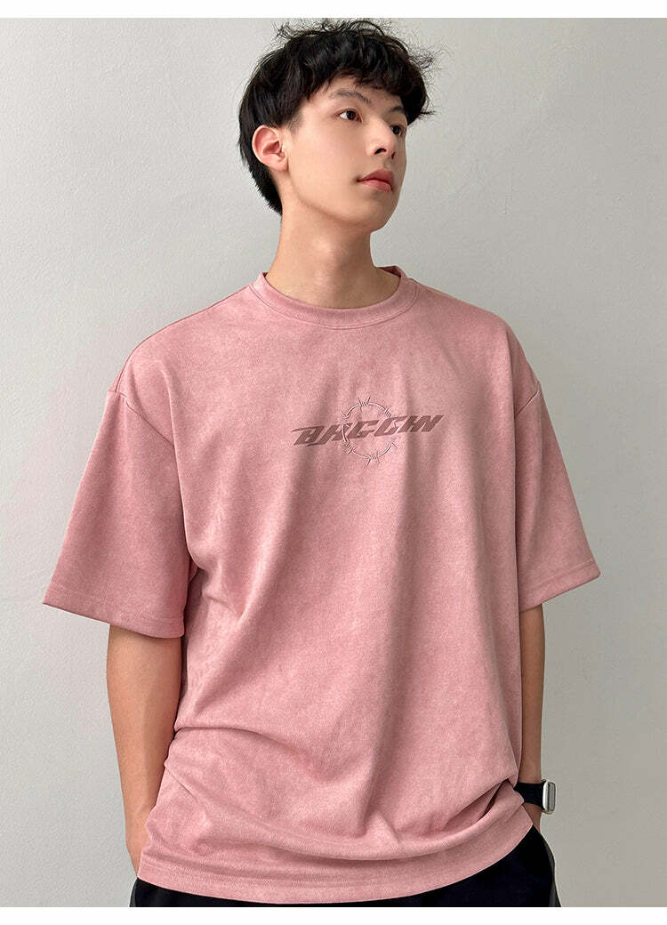 BJHG 'Thorns' Suede Tee - Y2K Summer Grunge, 90s Retro, Pastel Goth, Y2K Club