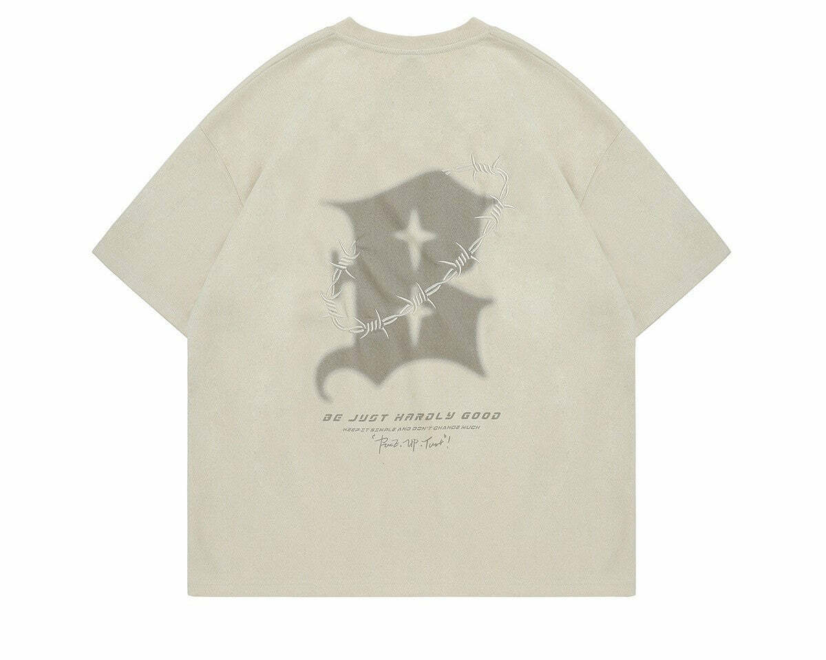 BJHG 'Thorns' Suede Tee - Y2K Summer Grunge, 90s Retro, Pastel Goth, Y2K Club