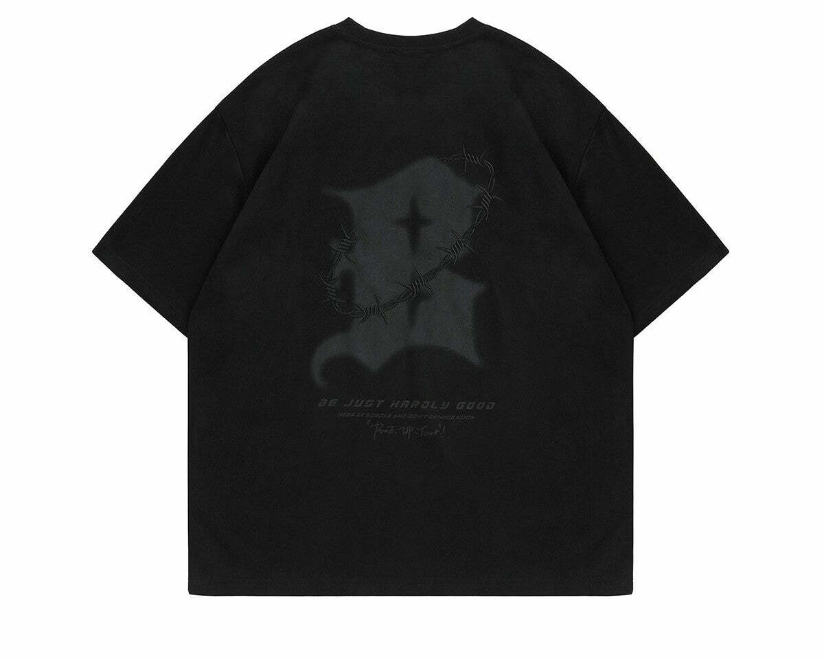 BJHG 'Thorns' Suede Tee - Y2K Summer Grunge, 90s Retro, Pastel Goth, Y2K Club