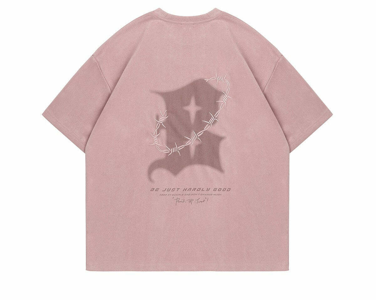 BJHG 'Thorns' Suede Tee - Y2K Summer Grunge, 90s Retro, Pastel Goth, Y2K Club